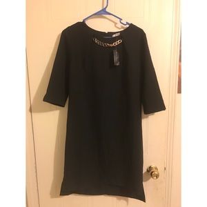 White House Black Market Dress W/gold Metal Chain